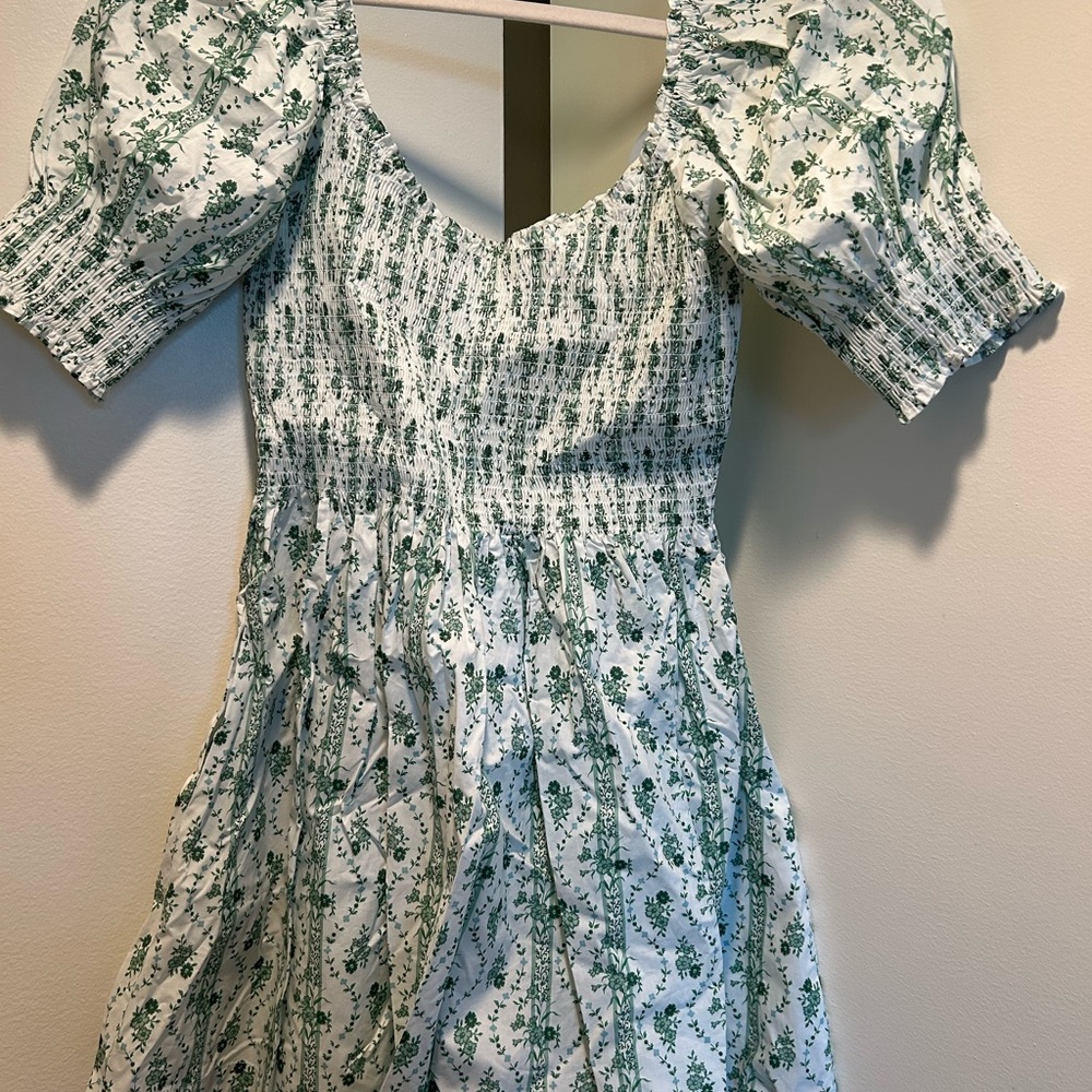 Hill House Green and White Mini Dress